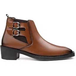 Men's Faux Leather Material, Casual Formal Buckle Chelsea Boot And Outdoor Boot With Comfortable Pu Sole
