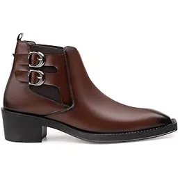 Men's Faux Leather Material, Casual Formal Buckle Chelsea Boot And Outdoor Boot With Comfortable Pu Sole