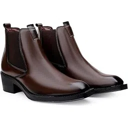 Men's Faux Leather Material Casual Formal Slipon Chelsea Boot And Dress Boot With 5.08 Cm Block Heel Height.