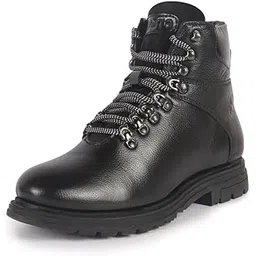 Men's Genuine Leather 5-Hook Lace Up Boots for Trekking and Hiking|High Ankle Boots|Anti Skid Sole