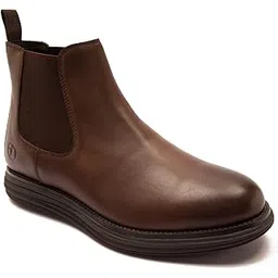 Men’s Genuine Leather Chelsea Boots – Lightweight Sporty EVA Sole with Ortho Comfort Footbed, Slip-On Elastic Side Panels & Modern All-Day Traction