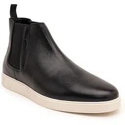 Men’s Genuine Leather Chelsea Boots – Slip-On Dress with Elastic Gusset Ortho Footbed & Lightweight Anti-Slip Sole for Casual or Formal Wear