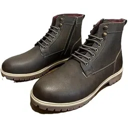 Men's Genuine Leather High Ankle Boots | Memory Foam Cushioned Outdoor Boots with Lace-Up & Zipper Closure | Anti-Slip Sole, Comfortable Footwear for Hiking, Travel & Casual Outfits (Brown)