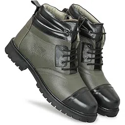 Men's Genuine Leather Police DMS Ankle Boot | Steel Toe Safety | Lace-Up High Shine Finish
