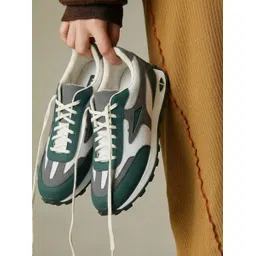 Men’s Green & Grey Casual Sneakers | Lightweight Mesh Lace-Up Running Shoes Sneakers For Men