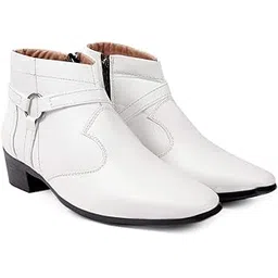 Men's Height Increasing Faux Leather Formal & Strap Buckle Pu Sole Boots Ankle