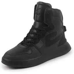 Men's High Top Chunky Classic Lace Up Sneakers|High Ankle Sneakers with Memory Cushion|Lightweight All Day Sneakers