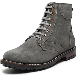 Men's Italian Suede Leather Long Ankle Boots Super Solid Handmade Shoes for Biking Hiking (SHSULBT)