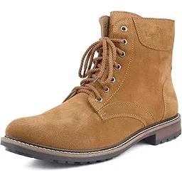 Men's Italian Suede Leather Long Ankle Boots Super Solid Handmade Shoes for Biking Hiking (SHSULBT)