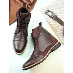 Men’s Lace-Up Ankle Boots with Cap Toe and Contrast Sole | Casual & Work Boots Boots For Men