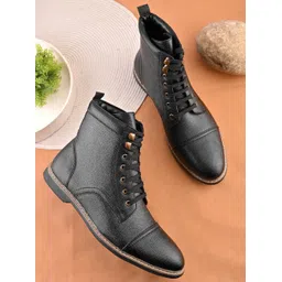 Men’s Lace-Up Ankle Boots with Cap Toe and TPR Sole | Casual & Smart Wear Boots Boots For Men