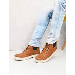 Men’s Lace-Up Ankle Boots with Contrast Sole | Casual & Everyday Wear Boots Boots For Men