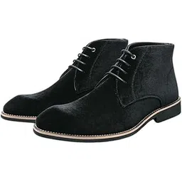 Men's Leather Boots Lace-Up Front Low Heel Shoes