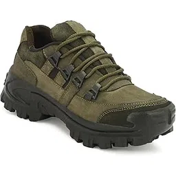 Men’s Leather Casual Trekking & Hiking Shoes | Rugged Outdoor Footwear with Suede & Smooth Leather Upper, Heavy-Duty Lug Sole, Secure Lace-Up Closure and Cushioned Comfort Insole