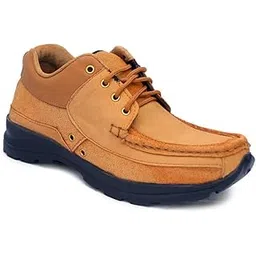 Men’s Leather Casual Walking Shoes | Comfortable Outdoor Lace-Up Sneakers with Durable Non-Slip Airmix Sole | Stylish Moc Toe Design