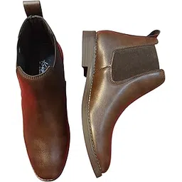 Men’s Leather Chelsea Boots High Ankle British Style Chain Boots | Handcrafted Slip-On Boots for Men | Stylish Formal & Casual Wear Ankle Boots