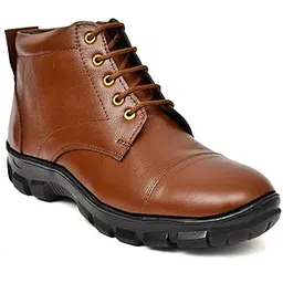 Men's Leather Police Boots | Airmix Sole | Cap Toe Lace Up Ankle Boots | Formal Duty Work Outdoor Shoes