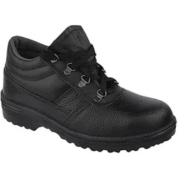 Men's Leather Safety Shoe Non-Slip for Industrial Work Boot Waterproof Steel Toe Footwear Indestructible Construction Slip Resistant Shoes (Black)
