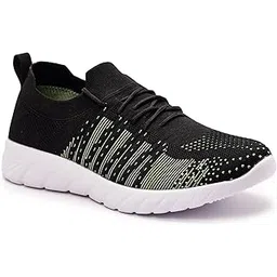 Mens Lightweight Lace-Up Running Shoes | Breathable Polyester Sports Shoes for Walking, Gym, Training