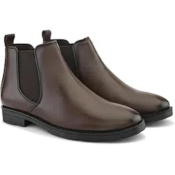 mens Monarch PU Leather Chelsea Boots – Classic Slip-On Dress Boots | Elegant Ankle-High Design with Elastic Side Panel & Anti-Slip Sole