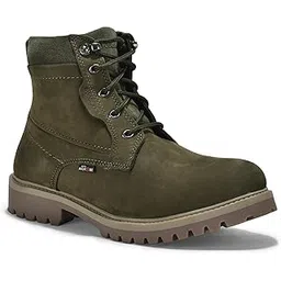 Men's Olive Green Leather Trekking Boots - (8 UK)