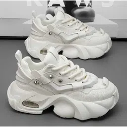 Men’s Premium Chunky White Sneakers | Stylish Oversized Sole Fashion Shoes Sneakers For Men