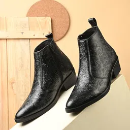 Men's Premium Genuine Leather Ankle Boots||Handmade Embossed Chealsea boots men Boots For Men