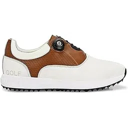 Men's Proffessional Leather Golf Shoes | Button Fastening | Waterproof | Comfortable | Breathable | 6 Months Manufacturing Warranty White