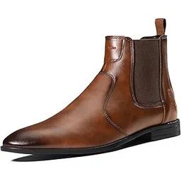 Men’s Russet Tan Mid-Top Ankle Chelsea Boots| Dual-Tone Slip-On Boots for Men | Perfect for Business, Formal & Casual Wear | LSNRGCLTN