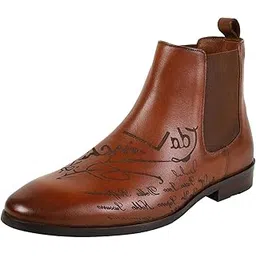 Men's Slip On Closure Boots with Mid Heel