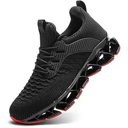 Mens Slip on Walking Running Shoes Blade Tennis Casual Fashion Sneakers Comfort Non Slip Work Sport Athletic Trainer, Black/Red, 10