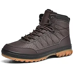 Men's Snow Boots Lightweight Waterproof Winter Boots Fur Lined Anti-slip Cold Weather Shoes