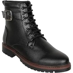 Men's Solid Comfortable Lace-up Boots for Outdoor Hiking & Trekking Motorcycle Riding Use I Cl-avi-m-bt013 Combat