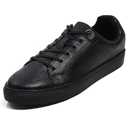Mens Solid Lace Up Genuine Leather Casual Sneaker (201800FW)