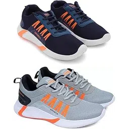 Men's Sports Running Shoes Stylish Design, Pack of 2 Multicolor
