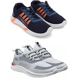 Men's Sports Running Shoes Stylish Design, Pack of 2 Multicolor