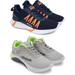 Men's Sports Running Shoes Stylish Design, Pack of 2 Multicolor