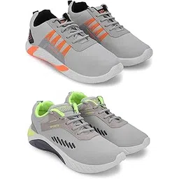 Men's Sports Running Shoes Stylish Design, Pack of 2 Multicolor
