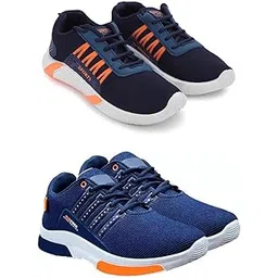 Men's Sports Running Shoes Stylish Design, Pack of 2 Multicolor