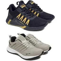 Men's Sports Running Shoes Stylish Design, Pack of 2 Multicolor