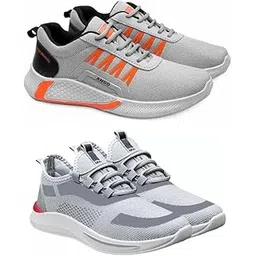 Men's Sports Running Shoes Stylish Design, Pack of 2 Multicolor