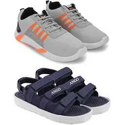 Men's Sports Running Shoes Stylish Design, Pack of 2 Multicolor