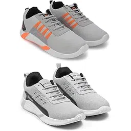 Men's Sports Running Shoes Stylish Design, Pack of 2 Multicolor