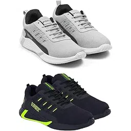 Men's Sports Running Shoes Stylish Design, Pack of 2 Multicolor