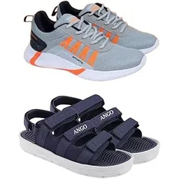 Men's Sports Running Shoes Stylish Design, Pack of 2 Multicolor
