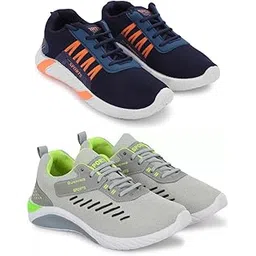 Men's Sports Running Shoes Stylish Design, Pack of 2 Multicolor