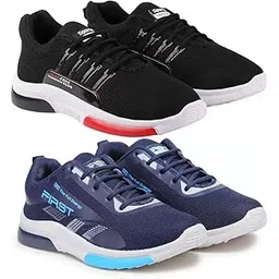 Men's Sports Running Shoes Stylish Design, Pack of 2 Multicolor
