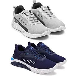 Men's Sports Running Shoes Stylish Design, Pack of 2 Multicolor