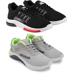 Men's Sports Running Shoes Stylish Design, Pack of 2 Multicolor