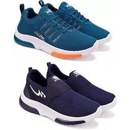 Men's Sports Running Shoes Stylish Design, Pack of 2 Multicolor